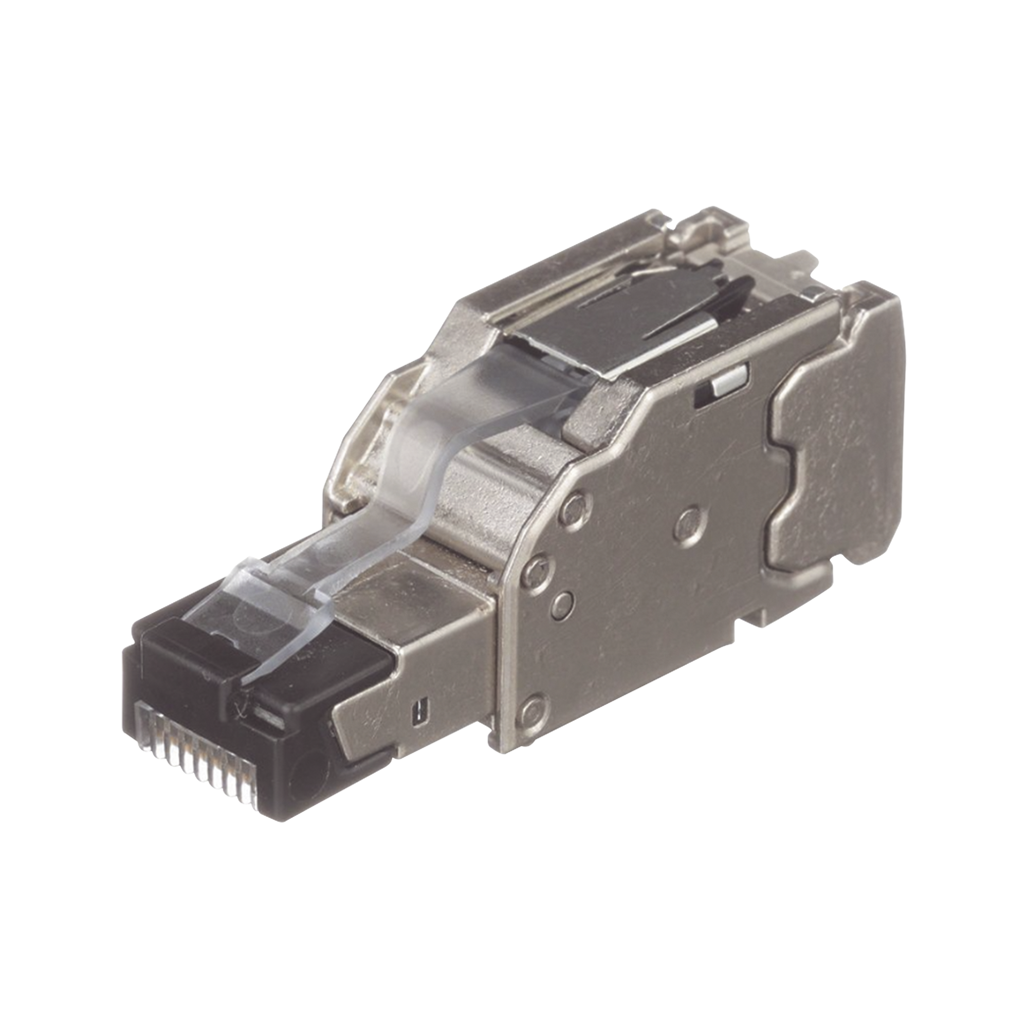 Plug RJ45 Blindado, Instalación Recta, Terminación en Campo Certificable, Compatible con Cat5e, Cat6 y Cat6A, Color Plata, Paquete de 10 Piezas Plug RJ45 Blindado, Instalación Recta, Terminación en Campo Certificable, Compatible con Cat5e, Cat6 y Cat6A, Color Plata, Paquete de 10 Piezas